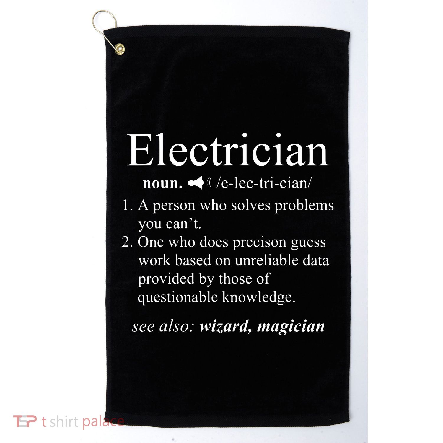 Funny Electrician Definition Electrical Engineer Gift Golf Towel