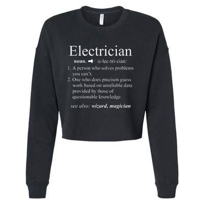 Funny Electrician Definition Electrical Engineer Gift Cropped Pullover Crew