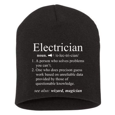 Funny Electrician Definition Electrical Engineer Gift Short Acrylic Beanie