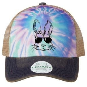 funny Easter Day Bunny Face With Sunglasses Legacy Tie Dye Trucker Hat