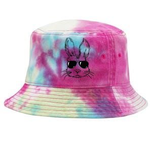 funny Easter Day Bunny Face With Sunglasses Tie-Dyed Bucket Hat