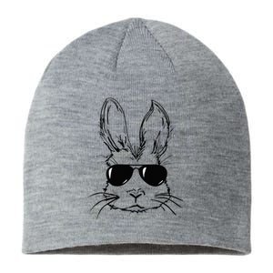 funny Easter Day Bunny Face With Sunglasses Sustainable Beanie