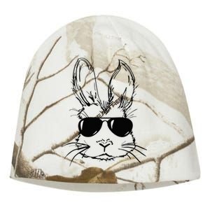 funny Easter Day Bunny Face With Sunglasses Kati - Camo Knit Beanie