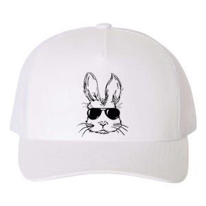 funny Easter Day Bunny Face With Sunglasses Yupoong Adult 5-Panel Trucker Hat