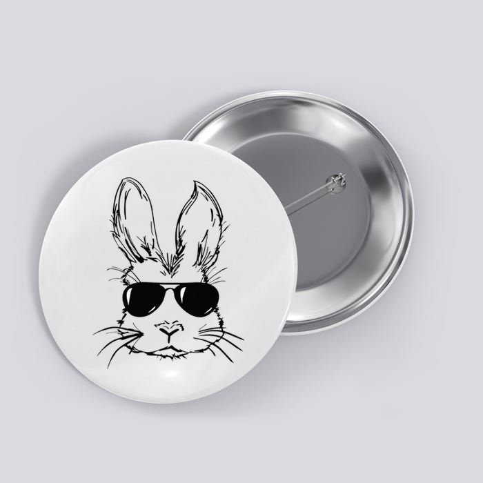 funny Easter Day Bunny Face With Sunglasses Button