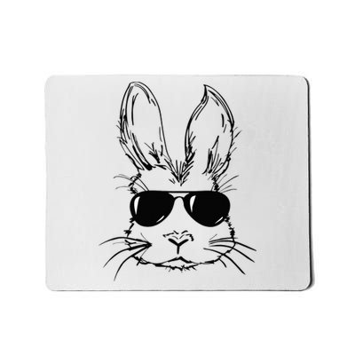 funny Easter Day Bunny Face With Sunglasses Mousepad