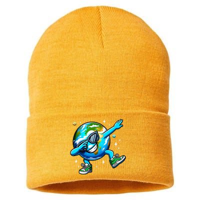 Funny Earth Dab Earth Day 2024 Dabbing Dance Sustainable Knit Beanie