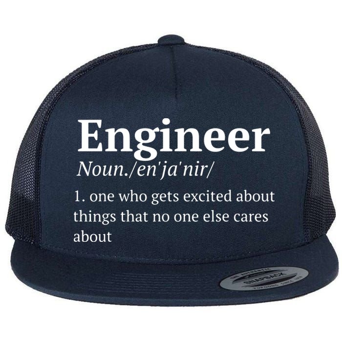Funny Engineer Definition Flat Bill Trucker Hat