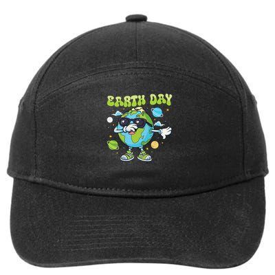 Funny Earth Day Cartoon Planet Dabbing 7-Panel Snapback Hat