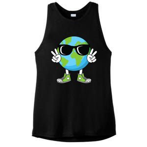 Funny Earth Day Planet Peace Hand Boy Girl Ladies PosiCharge Tri-Blend Wicking Tank