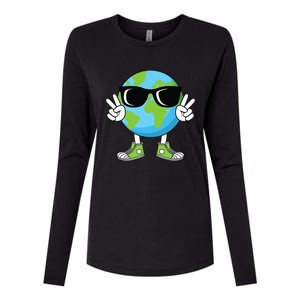 Funny Earth Day Planet Peace Hand Boy Girl Womens Cotton Relaxed Long Sleeve T-Shirt