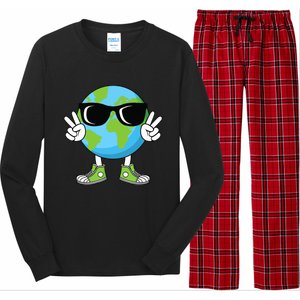 Funny Earth Day Planet Peace Hand Boy Girl Long Sleeve Pajama Set