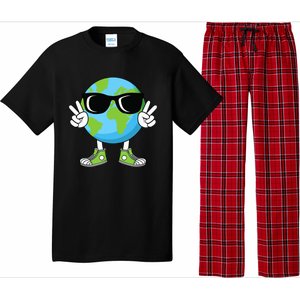 Funny Earth Day Planet Peace Hand Boy Girl Pajama Set