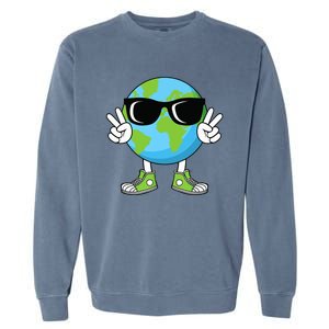 Funny Earth Day Planet Peace Hand Boy Girl Garment-Dyed Sweatshirt