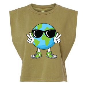 Funny Earth Day Planet Peace Hand Boy Girl Garment-Dyed Women's Muscle Tee