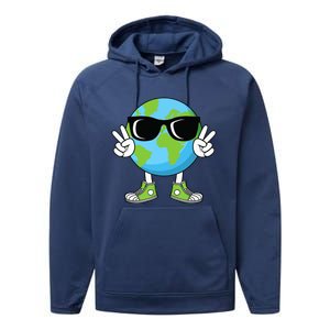 Funny Earth Day Planet Peace Hand Boy Girl Performance Fleece Hoodie