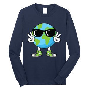 Funny Earth Day Planet Peace Hand Boy Girl Long Sleeve Shirt