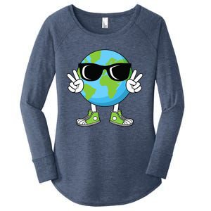 Funny Earth Day Planet Peace Hand Boy Girl Women's Perfect Tri Tunic Long Sleeve Shirt