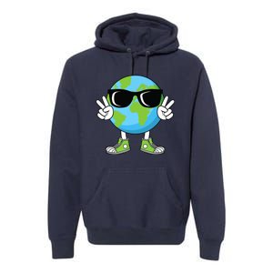 Funny Earth Day Planet Peace Hand Boy Girl Premium Hoodie