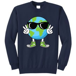 Funny Earth Day Planet Peace Hand Boy Girl Tall Sweatshirt