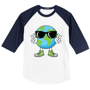 Funny Earth Day Planet Peace Hand Boy Girl Baseball Sleeve Shirt