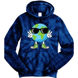 Funny Earth Day Planet Peace Hand Boy Girl Tie Dye Hoodie