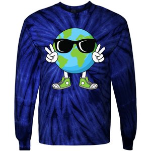 Funny Earth Day Planet Peace Hand Boy Girl Tie-Dye Long Sleeve Shirt