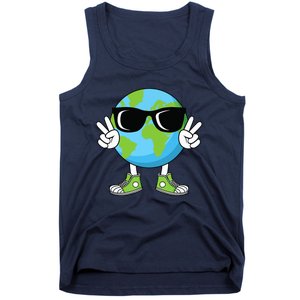 Funny Earth Day Planet Peace Hand Boy Girl Tank Top