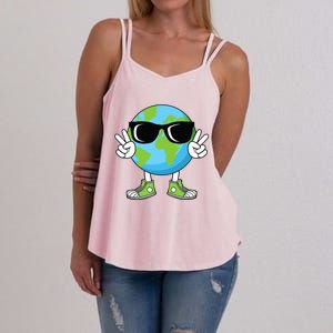 Funny Earth Day Planet Peace Hand Boy Girl Women's Strappy Tank