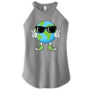 Funny Earth Day Planet Peace Hand Boy Girl Women's Perfect Tri Rocker Tank