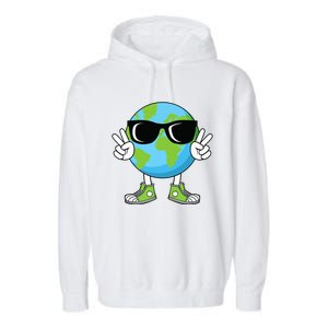 Funny Earth Day Planet Peace Hand Boy Girl Garment-Dyed Fleece Hoodie