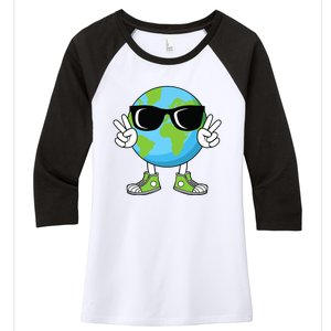 Funny Earth Day Planet Peace Hand Boy Girl Women's Tri-Blend 3/4-Sleeve Raglan Shirt