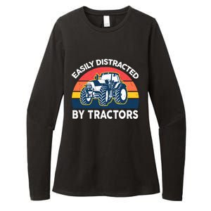 Funny Easily Distracted By Tractorsshirt Farmer Farming Womens CVC Long Sleeve Shirt