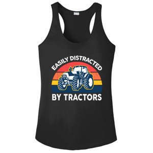 Funny Easily Distracted By Tractorsshirt Farmer Farming Ladies PosiCharge Competitor Racerback Tank