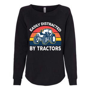 Funny Easily Distracted By Tractorsshirt Farmer Farming Womens California Wash Sweatshirt