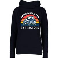 Funny Easily Distracted By Tractorsshirt Farmer Farming Womens Funnel Neck Pullover Hood