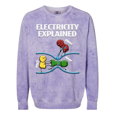 Funny Electrician Design Explains Electricity Quote Colorblast Crewneck Sweatshirt