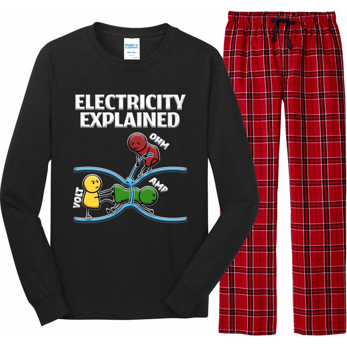 Funny Electrician Design Explains Electricity Quote Long Sleeve Pajama Set