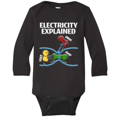 Funny Electrician Design Explains Electricity Quote Baby Long Sleeve Bodysuit