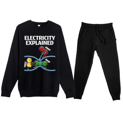 Funny Electrician Design Explains Electricity Quote Premium Crewneck Sweatsuit Set