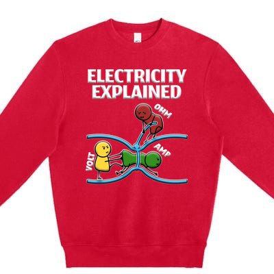 Funny Electrician Design Explains Electricity Quote Premium Crewneck Sweatshirt