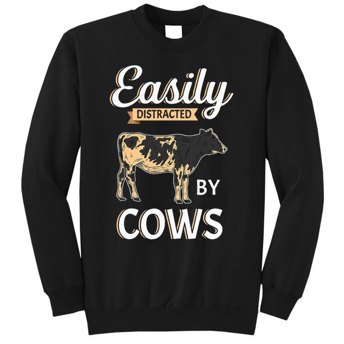 Funny Easily Distracted By Cows Cattle Farmer Sweatshirt