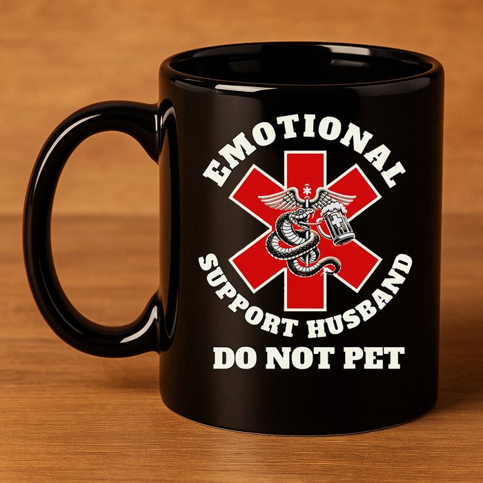 Funny Emotional Do Not Pet Emotional Support Husband Funny 11oz C Handle Ceramic Mug