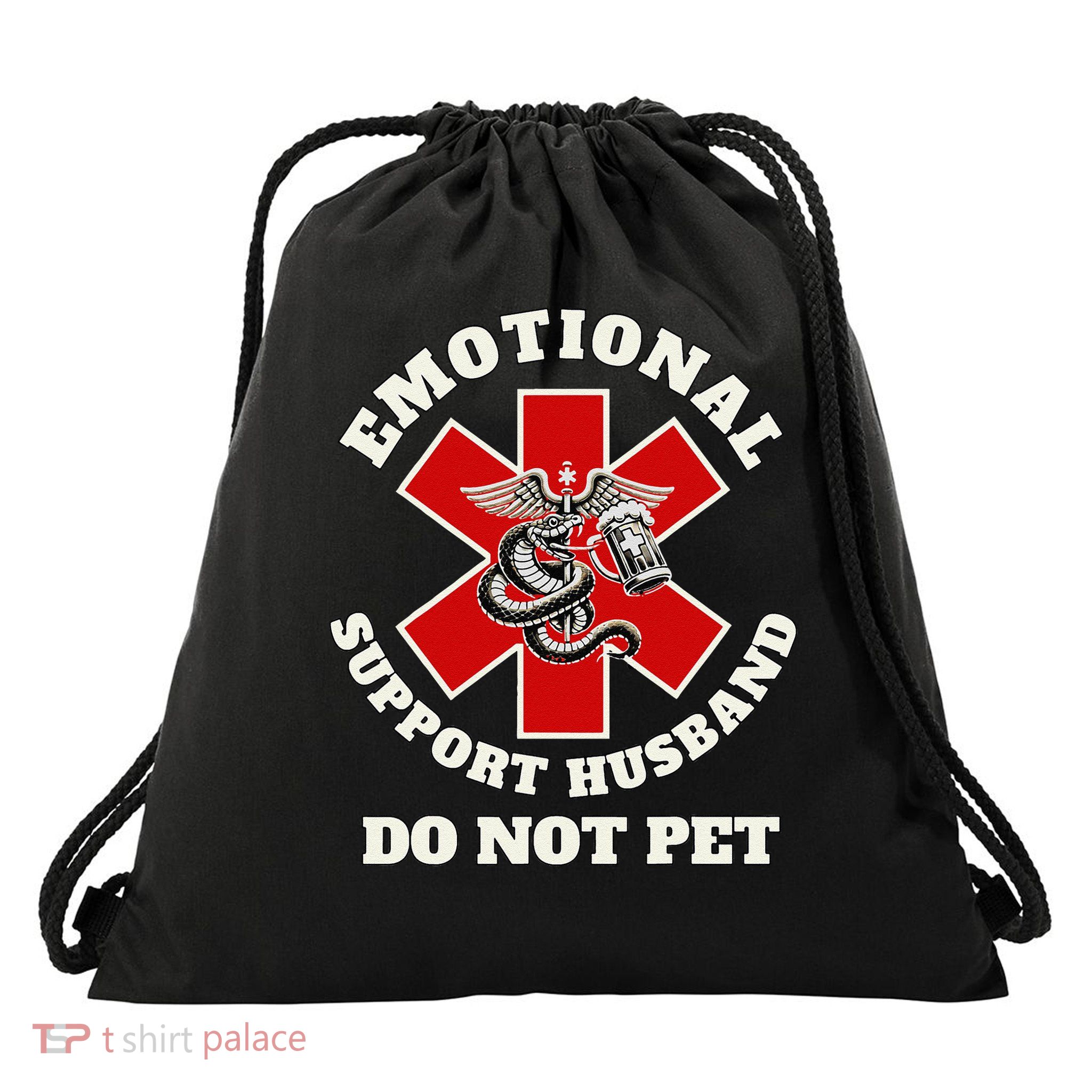Funny Emotional Do Not Pet Emotional Support Husband Funny Drawstring Bag