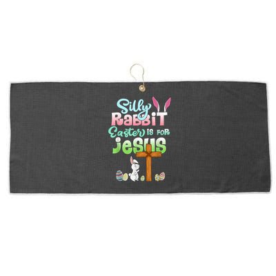 Funny Easter Day Silly Rabbit Easter Is For Jesus Christians Large Microfiber Waffle Golf Towel