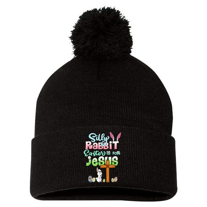 Funny Easter Day Silly Rabbit Easter Is For Jesus Christians Pom Pom 12in Knit Beanie