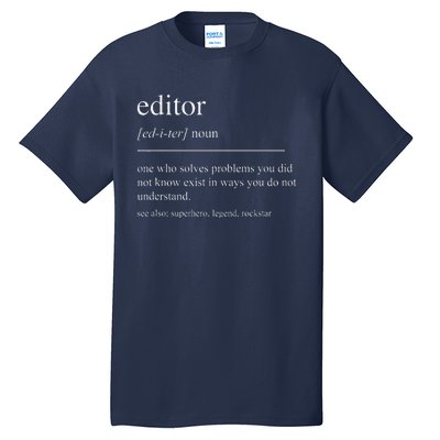 Funny Editor Definition Film Editor In Chief Video Editing Tall T-Shirt