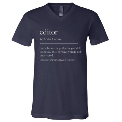 Funny Editor Definition Film Editor In Chief Video Editing V-Neck T-Shirt