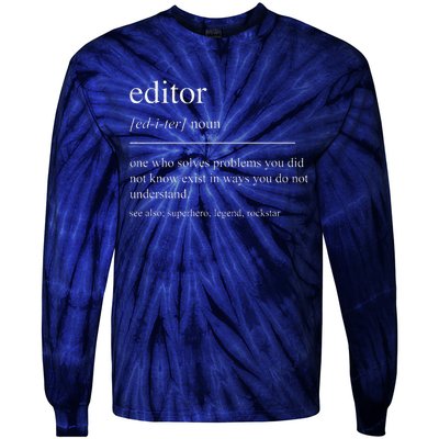 Funny Editor Definition Film Editor In Chief Video Editing Tie-Dye Long Sleeve Shirt