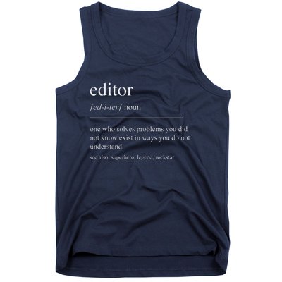 Funny Editor Definition Film Editor In Chief Video Editing Tank Top